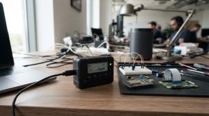 صورة واقعية لجهاز ذكي صغير ضمن مشروع Meta Muse Gadgets، مع شاشة حبر إلكتروني ولوحة Raspberry Pi ومكونات إلكترونية تُظهر فكرة تطوير أجهزة ذكاء اصطناعي مخصصة