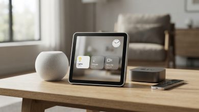 جهاز المنزل الذكي الجديد المتوقع من آبل مع HomePod mini وApple TV داخل غرفة منزلية عصرية