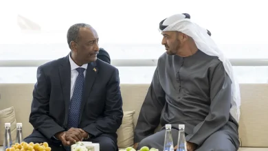 صاحب السمو الشيخ محمد بن زايد آل نهيان رئيس دولة الإمارات العربية المتحدة والفريق أول ركن عبدالفتاح البرهان رئيس مجلس السيادة الانتقالي في السودان