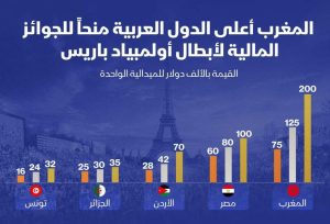 المغرب يتصدر الدول العربية في مكافآت أولمبياد باريس 2024