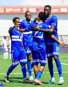 فرحة لاعبي الهلال السوداني بهدف احمد سالم