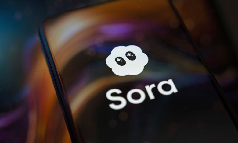 واجهة تطبيق Sora 2 على جهاز iPhone تعرض ميزة "Cameo" التي تسمح بإضافة وجه المستخدم إلى الفيديوهات المولدة بالذكاء الاصطناعي، مع واجهة مستخدم تفاعلية.