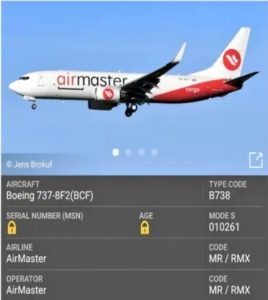 مسار طائرة شحن من طراز بوينغ B737-8F2 تابعة لشركة “إير ماستر”