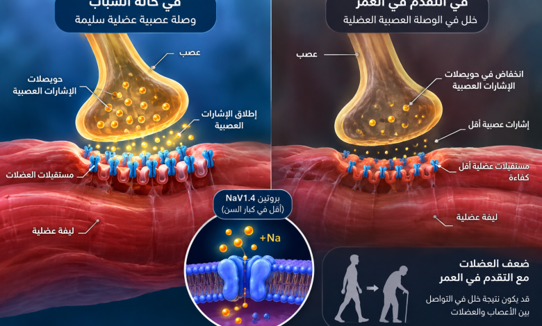 ضعف العضلات مع التقدم في العمر بسبب خلل التواصل بين الأعصاب والعضلات